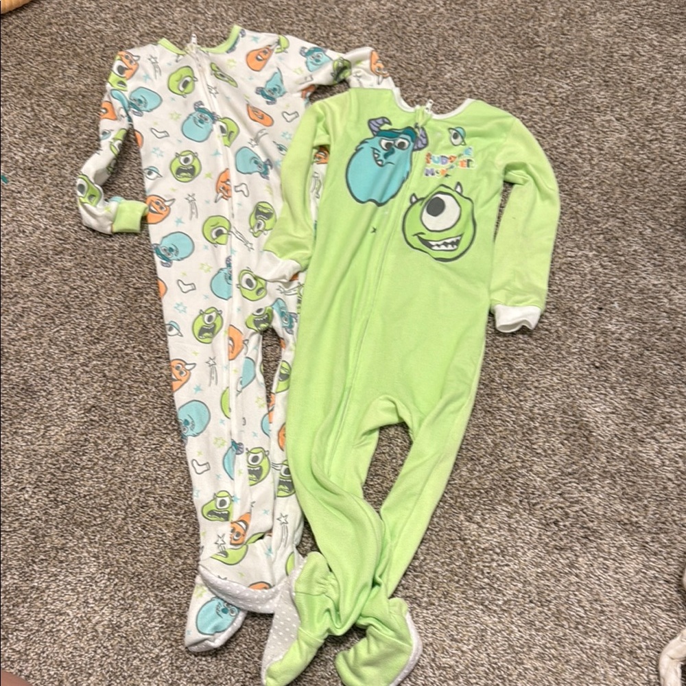 Kids One Piece Pajamas - Green and White